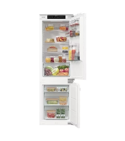 Встраиваемый холодильник Gorenje NRKI517142, полезный объем 243 л, электронное управление, цифровой дисплей, автоматическое размораживание No Frost, быстрое замораживание, интенсивное охлаждение, зона свежести с контролем влажности, слайдерное крепление, энергоэффективность А+