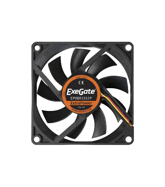 Вентилятор для корпуса ExeGate ExtraPower EP08015S3P черный, 80 мм, 2500 об/мин, 25.5 дБ, 3 pin
