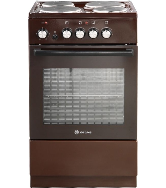Плита электрическая De Luxe 5004.18э-014 коричневый, конфорок 4 шт, духовка 43 л, 50 см x 85 см x 50 см