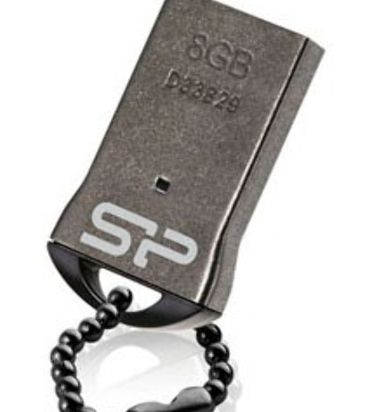 Флешка USB R/W Silicon Power 8Gb Touch T01 SP008Gb,UF2T01V1K USB 2.0 черный/серебристый