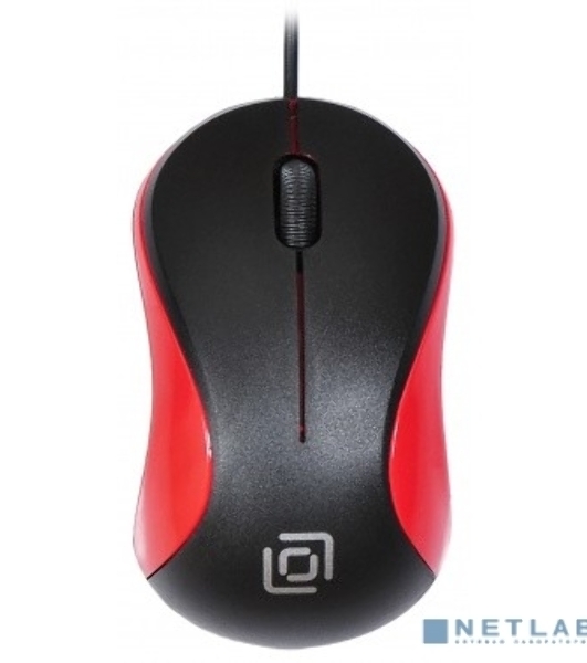 Мышь проводная Oklick 115S черный/красный, 1200 dpi, USB, кнопки - 3