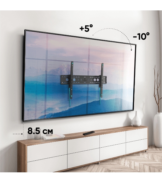 Кронштейн для телевизора ONKRON UT12 черный 60'-110' макс.120кг настенный наклон