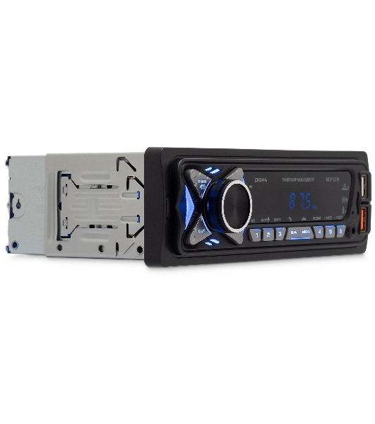 Автомагнитола Digma MCP-227B, 1 DIN, Bluetooth, USB Type-A, AUX, пульт ДУ