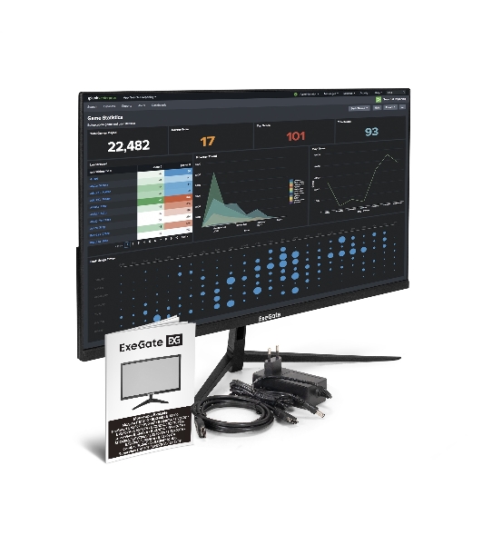 Монитор 27' ExeGate SuperView EH2707 IPS 1920x1080, 100 Гц, 5 мс, 16:9, 250 кд/м², HDMI 1.4, VGA, FreeSync, черный