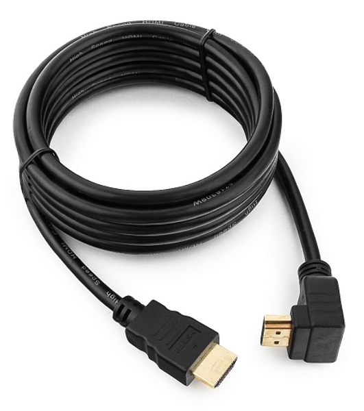 Кабель Cablexpert HDMI CC-HDMI490-10, 19M/19M, v2.0, медь, позол.разъемы, экран, угловой, 3м, черный, пакет