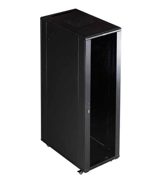 Шкаф 19' Business, 18U 600x800, черный, передняя дверь стекло, задняя дверь распашная металл