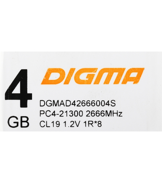 Оперативная память Digma, DDR4, 4GB (1x4GB), 2666MHz, CL19, DIMM