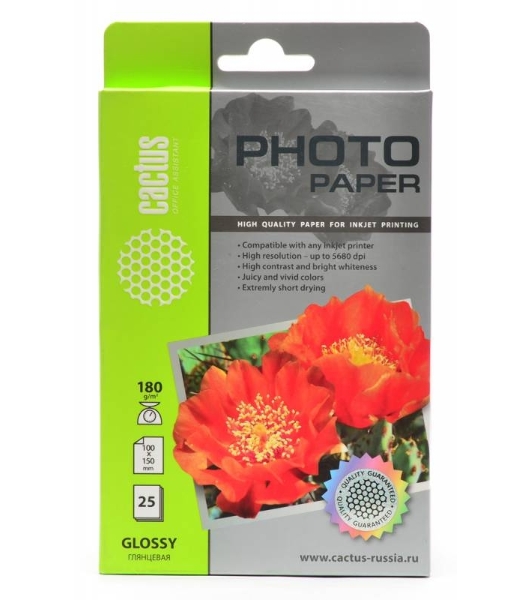 Фотобумага Cactus CS-GA618025 глянцевая A6 180 г/м2 25 листов
