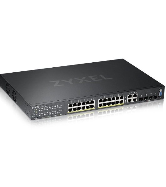 Коммутатор гибридный L2 PoE+ Zyxel NebulaFlex Pro GS2210-28HP, rack 19', 24xGE PoE+, 4xCombo (SFP/RJ-45), бюджет 375 Вт, автономное/облачное управление