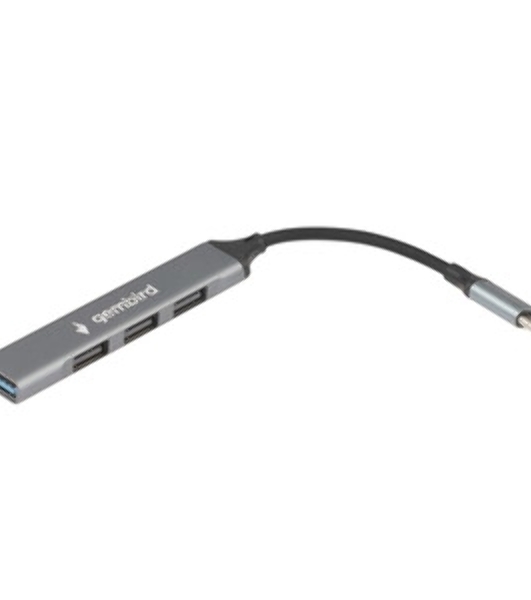 Разветвитель USB3.0/2.0 Gembird UHB-C202, USB3.0, 3xUSB2.0, кабель Type-C 10 см, алюминий, пакет