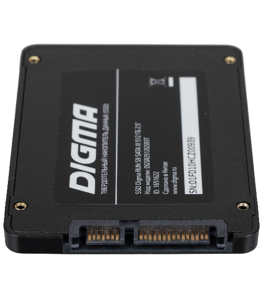 Накопитель SSD Digma Run S9, 512Gb, SATA III, 2.5', без NVMe, R/W 520/475