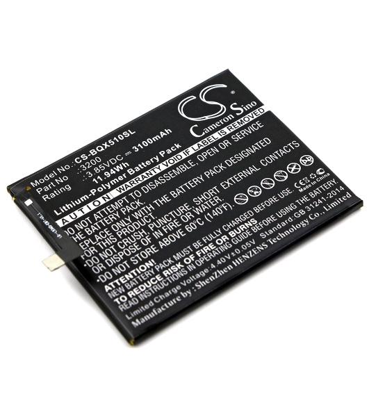 Аккумулятор CameronSino CS-BQX510SL BQ 3200 для BQ Aquaris X5 Plus 3.85V, 3100 mAh, 11.94Wh