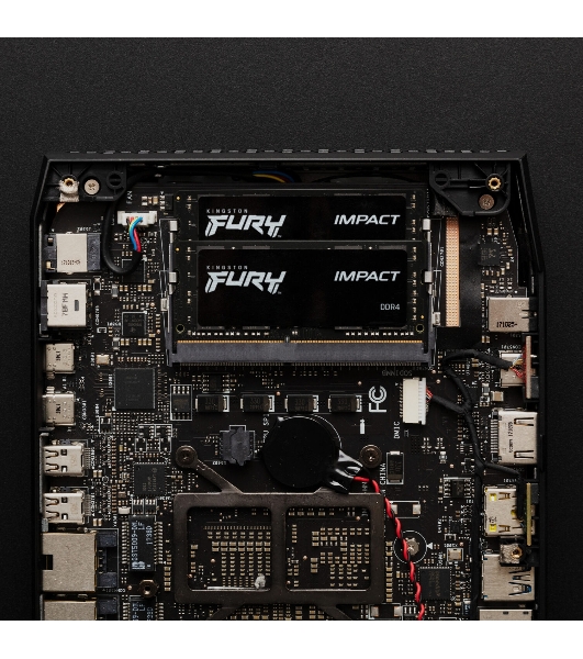 Оперативная память Kingston Fury Impact, DDR5, 16Gb (1x16Gb), 6400MHz, CL38, ECC, SO-DIMM, с радиатором, черный