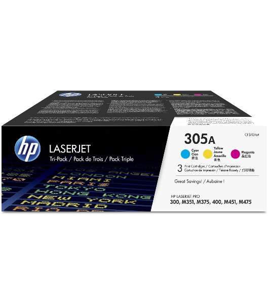 Картридж лазерный набор HP CF370AM № 305A голубой/пурпурный/желтый CLJ M451 (CE411A+CE412A+CE413A)