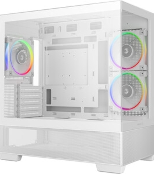 Компьютерный корпус Deepcool CG380 3F WH без БП, боковое окно (панорама), 3x120мм ARGB PWM вентилятора, белый, mATX