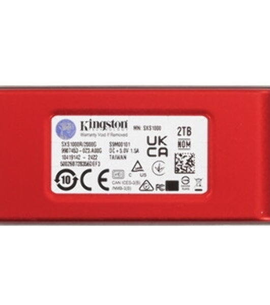 Внешний SSD Kingston XS1000, 2TB, USB 3.2 Gen 2 Type-C, R/W 1050/1000, черный