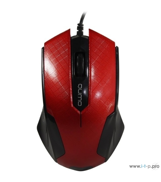 Мышь проводная Qumo Office M14 красный, 1000 dpi, USB, кнопки - 3