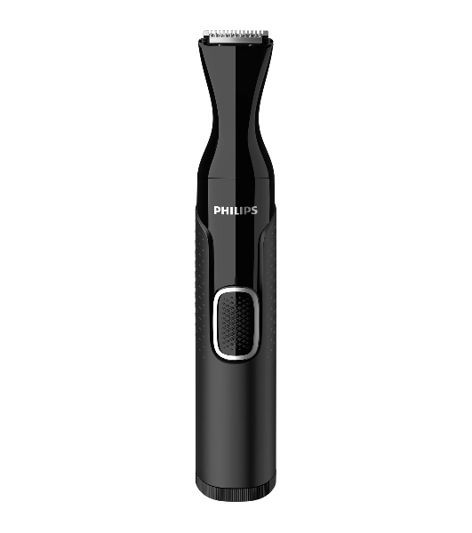Триммер Philips для носа и ушей, черный, корпус - пластик, 3 насадки-гребня, насадка - триммер, щеточка для очистки, мягкий чехол, батарейка