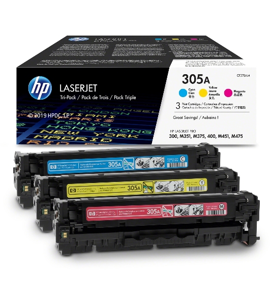 Картридж лазерный набор HP CF370AM № 305A голубой/пурпурный/желтый CLJ M451 (CE411A+CE412A+CE413A)