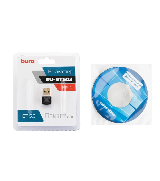 Адаптер USB Buro Bluetooth 5.0+EDR class 1.5 20м черный