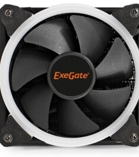 Комплект жидкостного охлаждения ExeGate BlackWater-120V3.PWM.RGb (RGb подсветка, LGA2066/2011/1366/1150/1151/1155/1156/1200/1700/1851/AM4/AM5/FM1/FM2/FM2+/AM2/AM2+/AM3/AM3+, TDP 150W, Fan 120мм 4pin PWM 600-1800RPM Hydro bearing, помпа 3pin 2700RPM, макс. шум 37db, с термопастой, на винтах, черный, Color Box)
