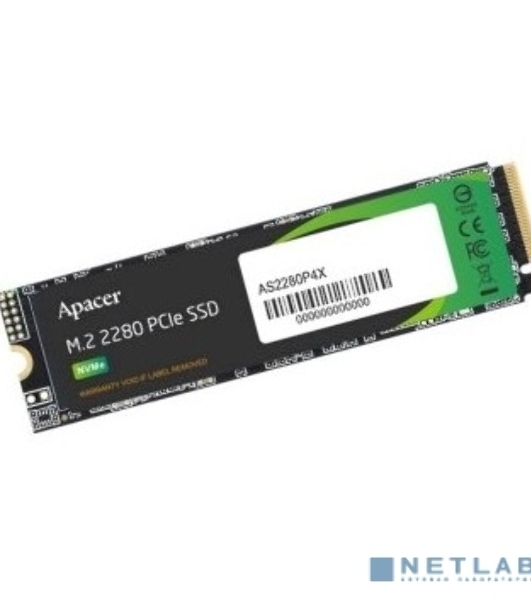 Накопитель SSD Apacer AS2280P4, 512Gb, M.2 2280, PCIe 3.0 x4, NVMe, R/W 2100/1500