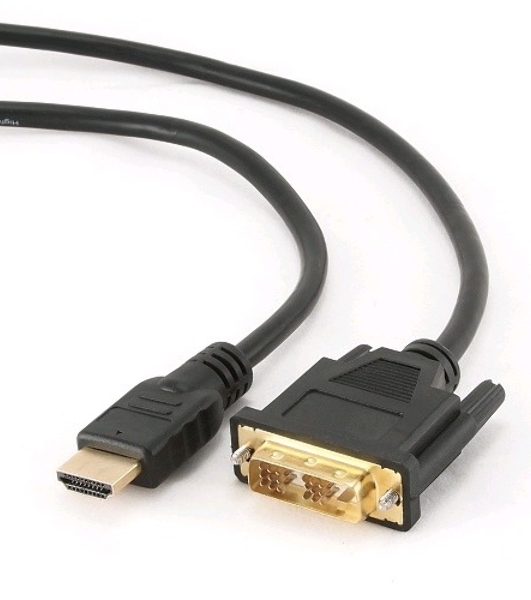 Кабель HDMI-DVI Cablexpert CC-HDMI-DVI-6, 19M/19M, single link, медь, позол.разъемы, экран, 1.8м, черный, пакет