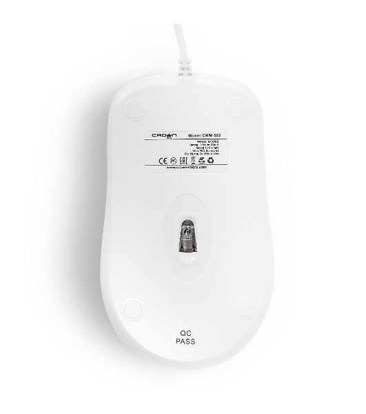 Мышь проводная Crown CMM-502 белый, 1000 dpi, USB, кнопки - 3