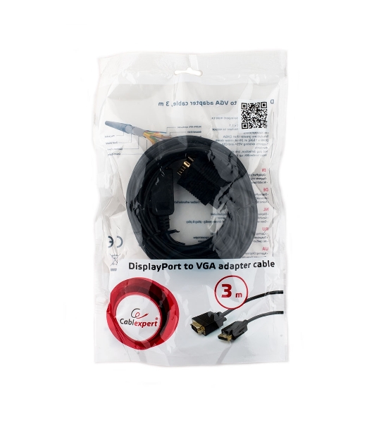Кабель DisplayPort->VGA Cablexpert CCP-DPM-VGAM-10, 3м, 20M/15M, черный, экран, пакет