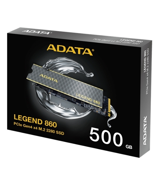 Накопитель SSD ADATA LEGEND 860, 500Gb, PCIe 4.0 x4, M.2 2280, NVMe, R/W 5000/3000, с радиатором