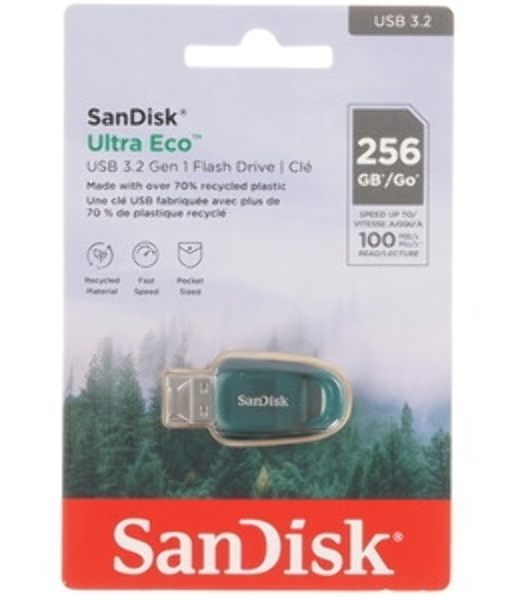 Флешка USB 256 Gb SanDisk CZ96 Ultra Eco, USB 3.2 зеленый
