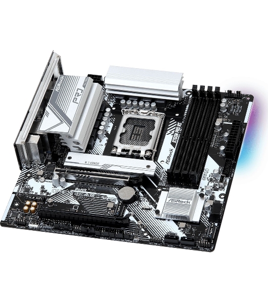 Материнская плата ASRock B760M Pro RS, Micro-ATX, LGA 1700, Intel B760, 4xDDR5, 4xSATA, 3xM.2, 1xPCI-E 5.0 x16, 1xPCI-E 3.0 x4, 1xHDMI, 1xDP, 1x 2.5Gb LAN, 3xUSB 3.2 Gen 1, 2xUSB 2.0, 3x3.5 мм, 7.1, ATX