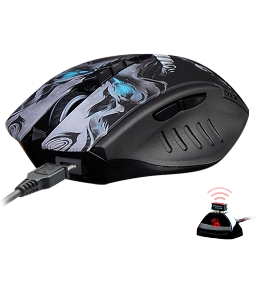 Мышь беспроводная A4Tech Bloody R80 Plus Skull черный, 5000 dpi, радиоканал, USB, кнопки - 8