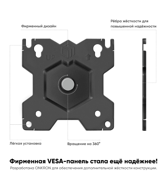 Кронштейн ONKRON D208FS для двух мониторов 13'-32' настольный, черный