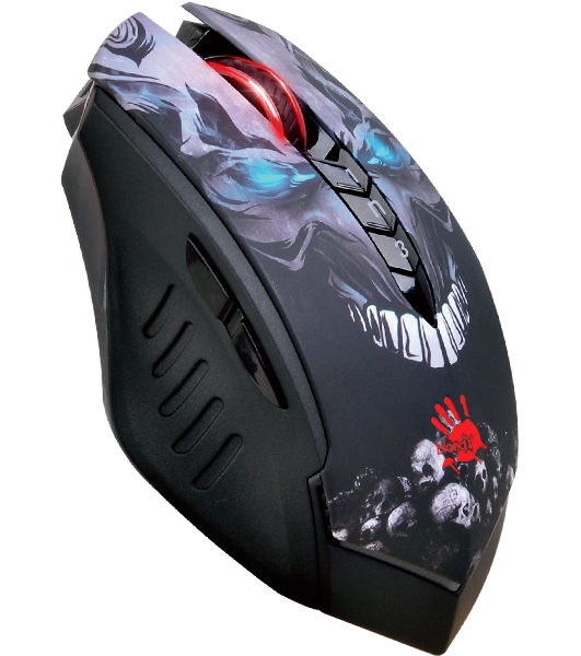 Мышь беспроводная A4Tech Bloody R80 Plus Skull черный, 5000 dpi, радиоканал, USB, кнопки - 8