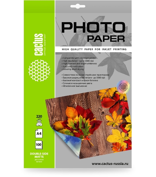 Фотобумага Cactus CS-MA322050DS A3/220г/м2/50л./белый матовое/матовое для струйной печати