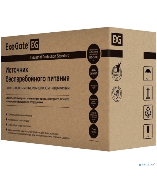 Источник бесперебойного питания ExeGate EX292637RUS SpecialPro Smart LLB-3000.LCD.AVR.2SH.4C13.RJ.USB 3000VA/1800W, LCD, AVR,2*Schuko+4*C13,RJ45/11,USB, металлический корпус, черный