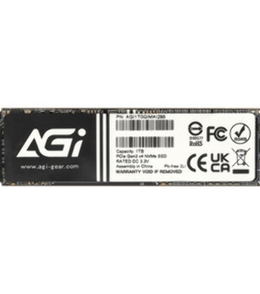 Накопитель SSD AGI AI298, 1Tb, PCIe 3.0 x4, M.2 2280, NVMe, R/W 2590/2050
