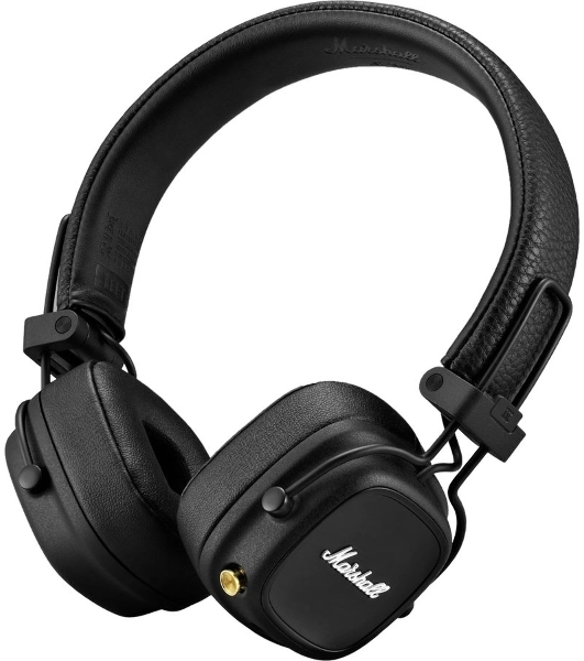 Беспроводные/проводные наушники Marshall Major IV черный, накладные, Bluetooth + проводной, беспроводная зарядка, до 80 ч