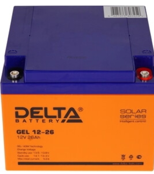 Аккумуляторная батарея Delta GEL 12-26 напряжение 12В, емкость 26А·ч (174х166х125мм)