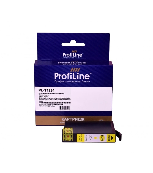 Картридж струйный ProfiLine PL-T1294 для принтеров Epson Stylus SX230/SX235/SX420/SX425/SX430/SX435/SX438/SX440/SX445/SX525/SX535/SX620/Stylus Office B42/BX305/BX320/BX525/BX535/BX625/BX630/BX635/BX925/BX935/WorkForce 7015/7515/7525 с чернилами Yellow