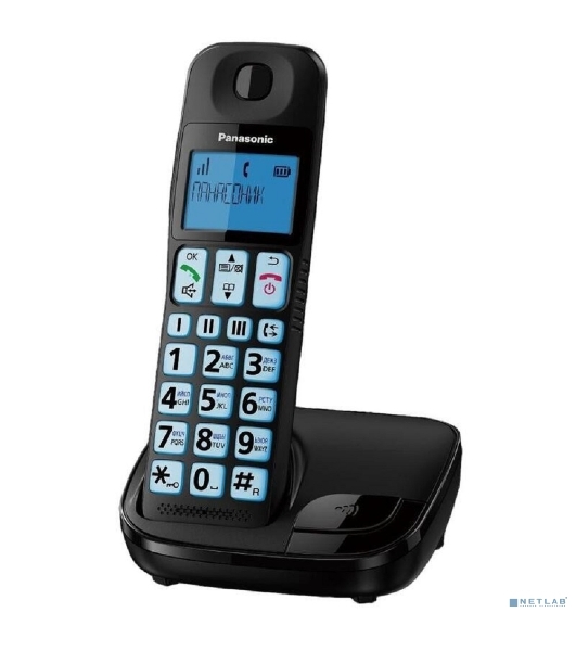Телефон беспроводной (DECT) Panasonic KX-TGE110RUB черный АОН