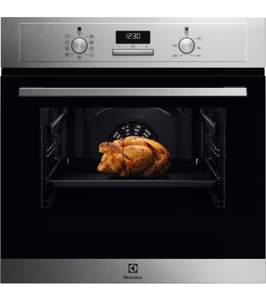 Встраиваемый духовой шкаф Electrolux EOF5H50BX, Электрический духовой шкаф с конвекцией, приготовление на пару, объем 65 л, 8 режимов, очистка каталитическая, 2 стекла в дверце, направляющие проволочные, нержавеющая сталь