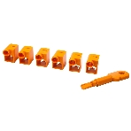 Комплект блокираторов коннектора RJ-45 (6 шт.) + ключ, оранжевый, фото 1