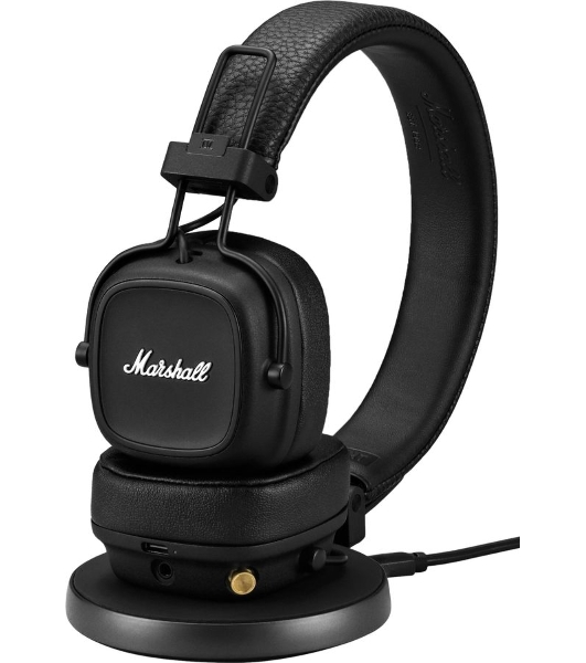 Беспроводные/проводные наушники Marshall Major IV черный, накладные, Bluetooth + проводной, беспроводная зарядка, до 80 ч