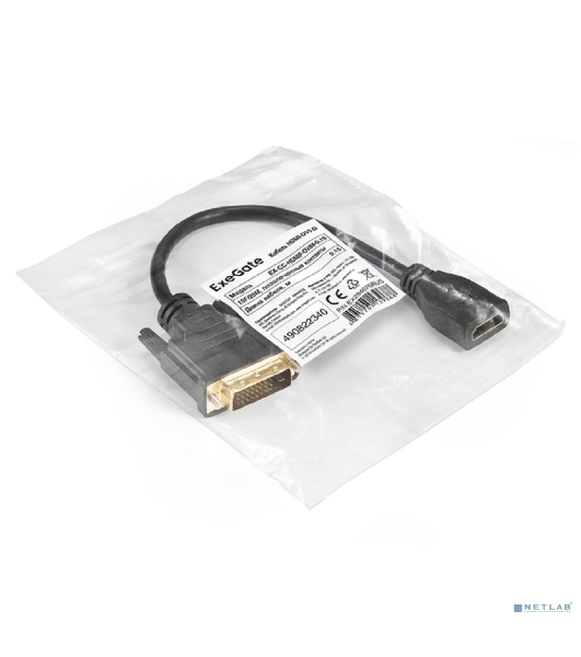 Кабель HDMI-DVI-D ExeGate EX-CC-HDMIF-DVIM-0.15 (19F/25M, 0,15м, позолоченные контакты)