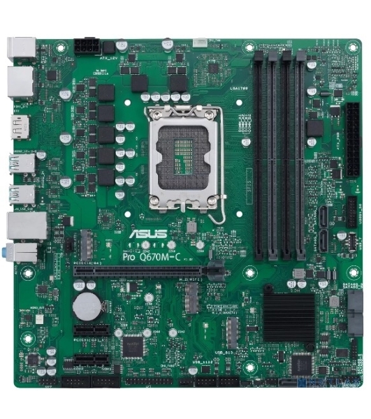 Материнская плата ASUS Pro Q670M-C-CSM, LGA 1700, Intel Q670, 4xDDR5, 6xSATA, 2xM.2, 1xPCIe 4.0 x16, 1xHDMI, 2xDP, 1x1Gb LAN, 4xUSB-A 3.2 Gen 2, 3x3.5 мм, 7.1, mATX