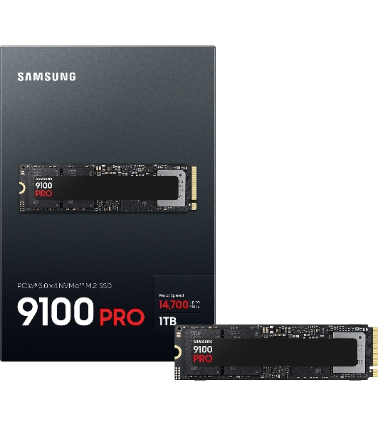 Накопитель SSD 1Tb Samsung 9100 PRO, M.2, PCI-E 5.0 x4, TLC 3D NAND [R/W - 14800/13400 Mb/s]