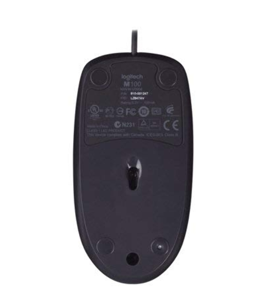 Мышь проводная Logitech M100/100R DARK/GREY (темно-серая/черная), 1000 dpi, USB, кнопки - 3
