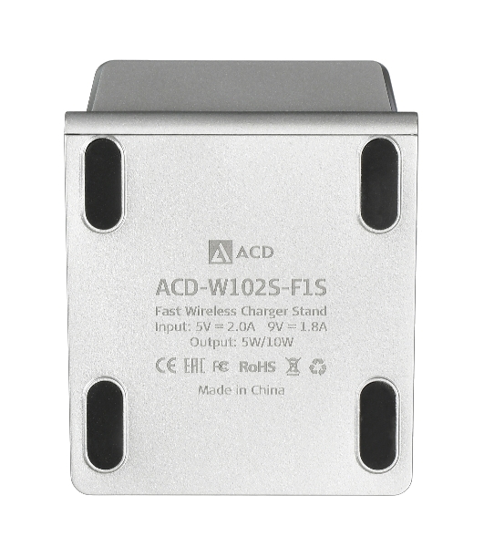 Сетевое зарядное устройство ACD-W102S-F1S 10Вт, беспроводная Qi, 2-катушки с QC, 5В/2А ~ 9В/1,8А RTL